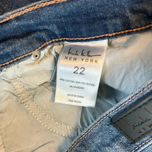 Nicole Miller Womens Soho High Rise Ankle Slim Jeans 22 Blue Distressed Raw Hem - Picture 9 of 14